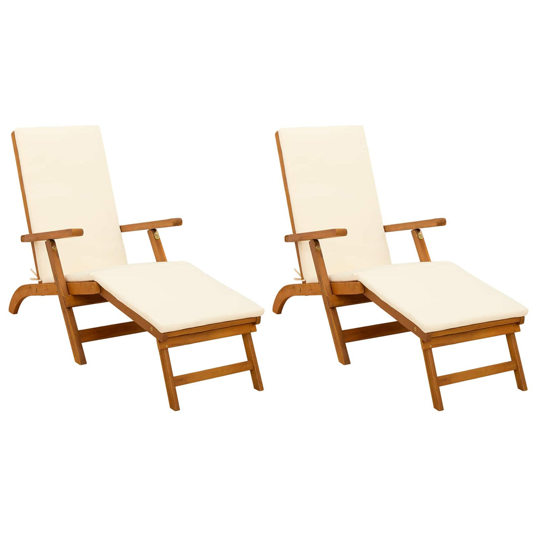 Reclinerende og foldbar liggestol 2 stk. Massivt Akacietræ