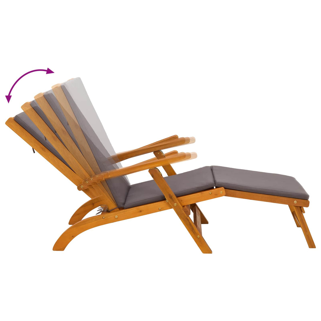 Reclinerende og foldbar liggestol 2 stk. Massivt Akacietræ Grå