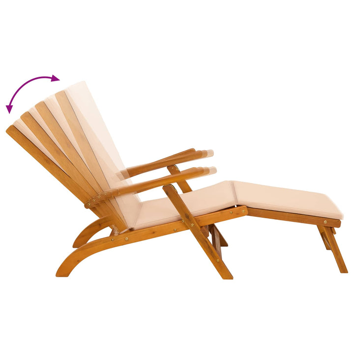 Reclinerende og foldbar liggestol 2 stk. Massivt Akacietræ