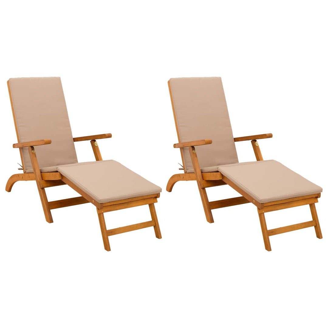 Reclinerende og foldbar liggestol 2 stk. Massivt Akacietræ
