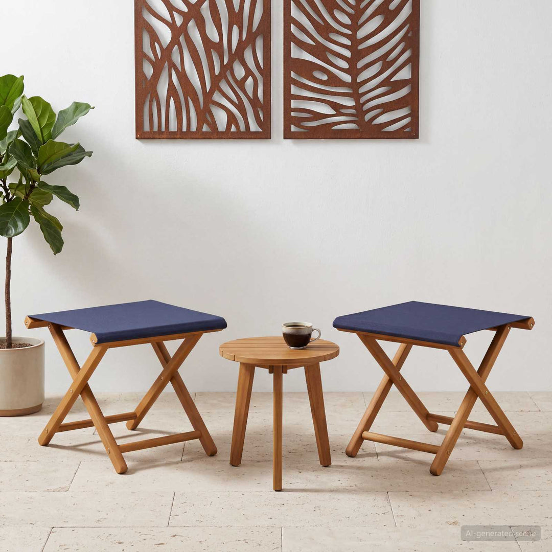 Havestol 2 pcs Massiv Eucalyptus Træ Blå