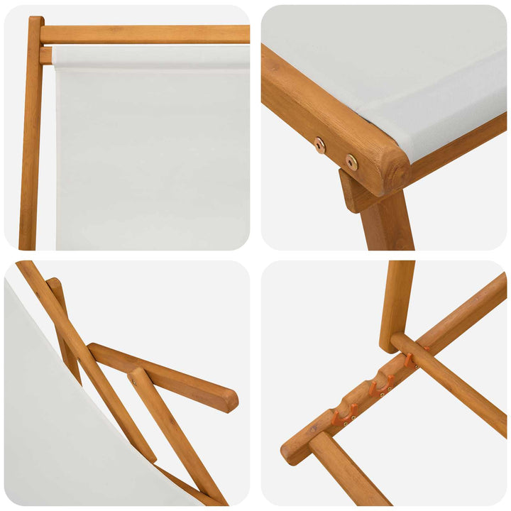 Foldestol 3 position Massiv Eucalyptus Træ Cremefarvet