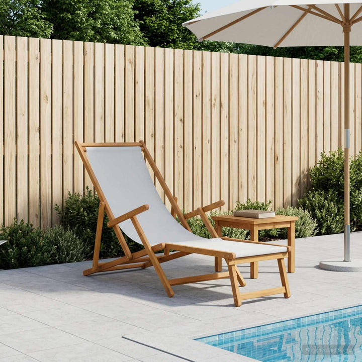 Foldestol 3 position Massiv Eucalyptus Træ Cremefarvet
