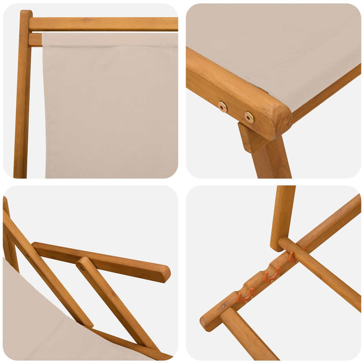 Foldestol Massiv Eucalyptus Træ Beige