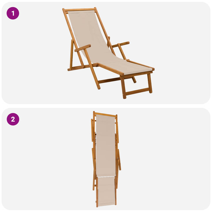 Foldestol Massiv Eucalyptus Træ Beige
