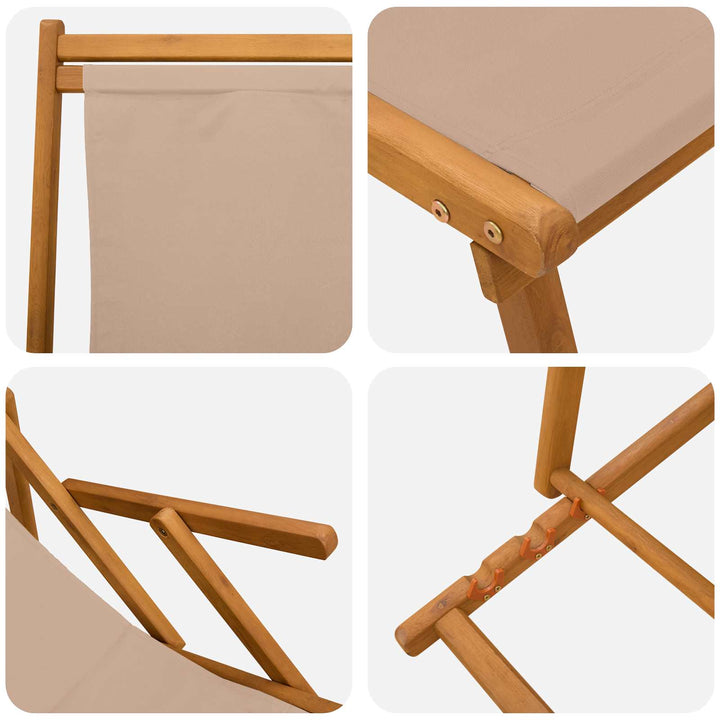 Foldestol 3 position Massiv Eucalyptus Træ Gråbrun