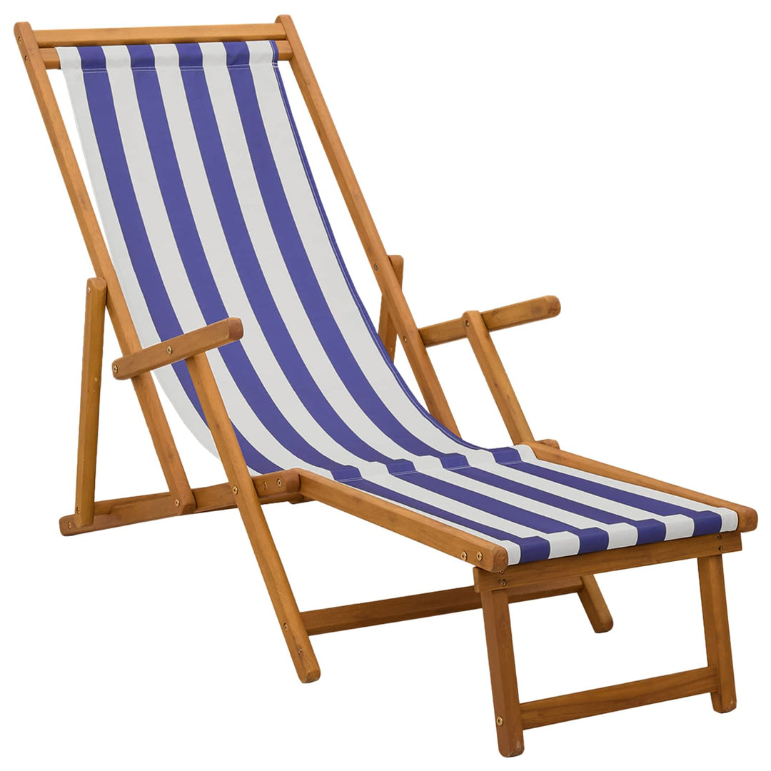 Foldestol 3 position Massiv Eucalyptus Træ Blå og Hvid