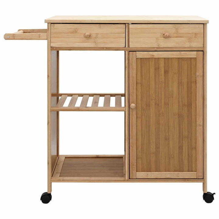 Køkkenvogn med hjul Naturfarvet 90,5 x 36 x 86,5 cm Bambus
