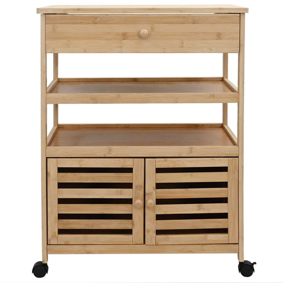 Køkkenvogn med hjul Naturfarvet 59,5 x 36 x 82 cm Bambus