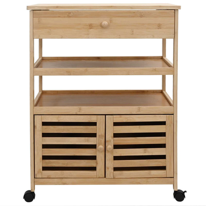 Køkkenvogn med hjul Naturfarvet 59,5 x 36 x 82 cm Bambus
