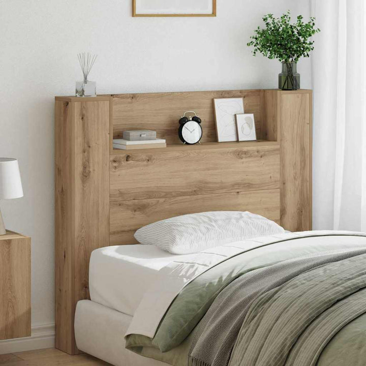 Opbevarings senggavl med LED Artisan-eg Konstrueret træ