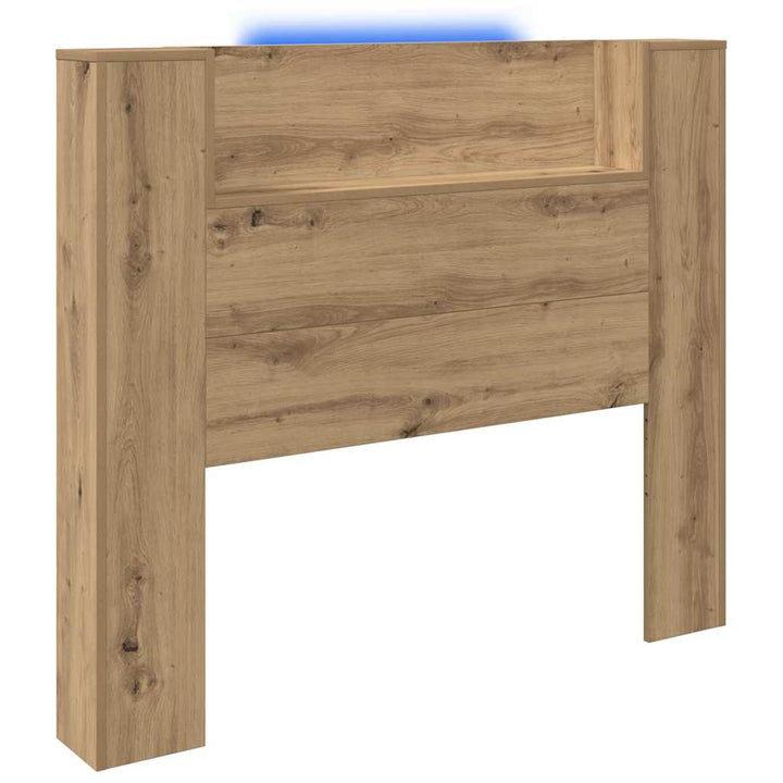 Opbevarings senggavl med LED Artisan-eg Konstrueret træ