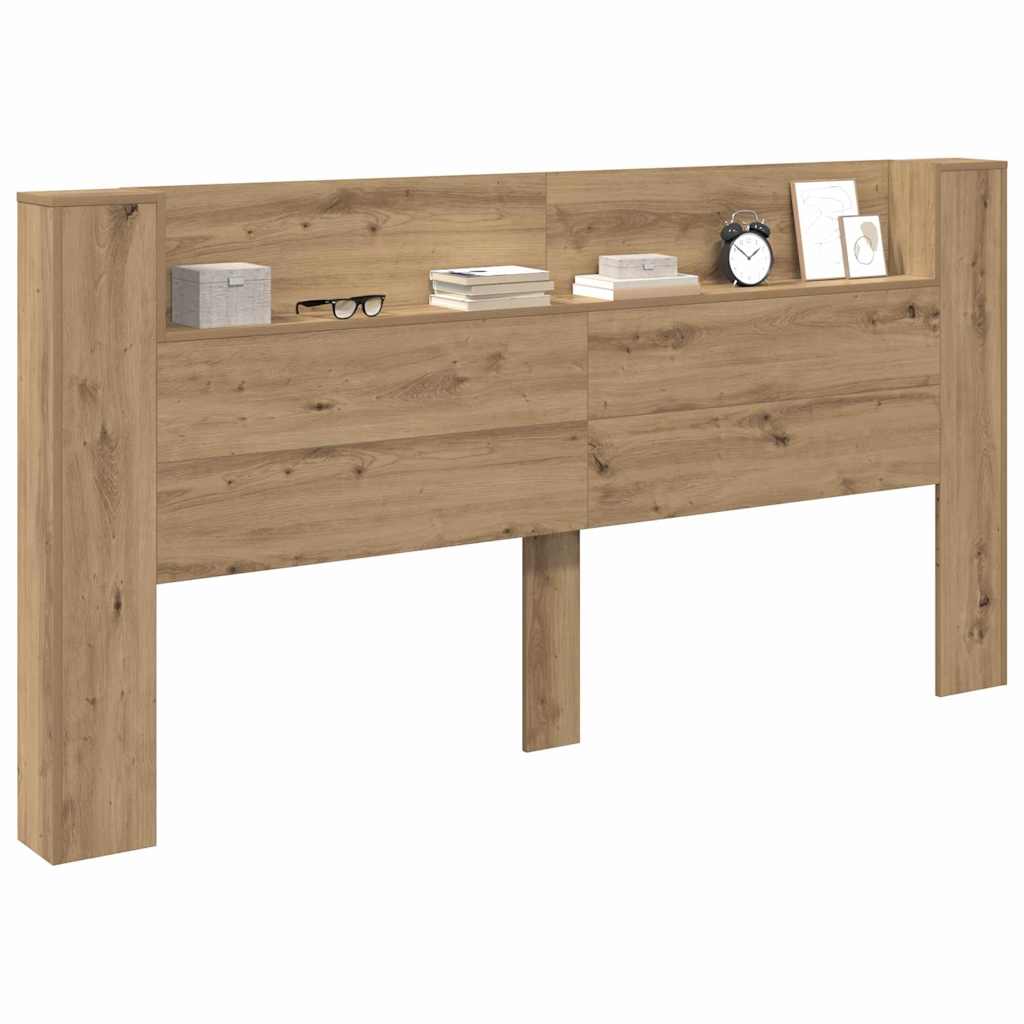 Opbevarings senggavl med LED Artisan-eg Konstrueret træ