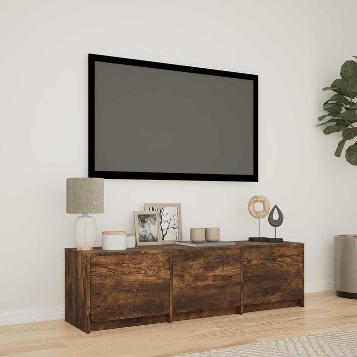 TV-bord med LED 140 x 34 x 40 cm Røget Eg Konstrueret træ