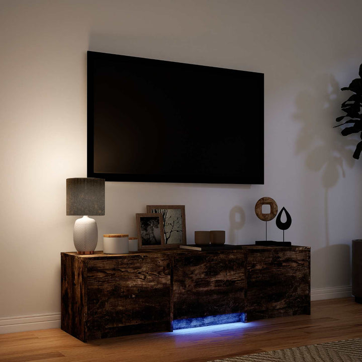 TV-bord med LED 140 x 34 x 40 cm Røget Eg Konstrueret træ