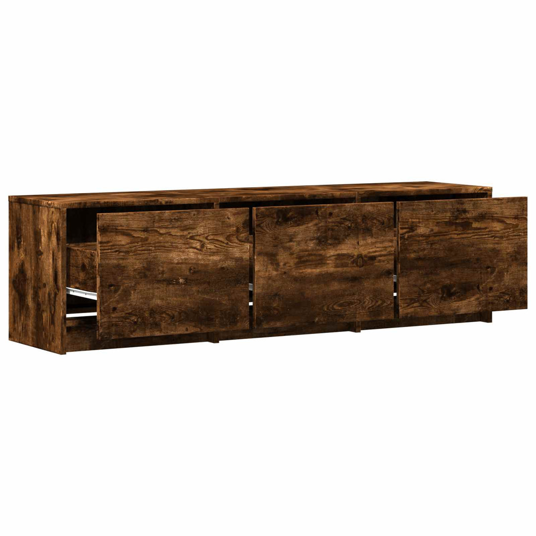 TV-bord med LED 140 x 34 x 40 cm Røget Eg Konstrueret træ