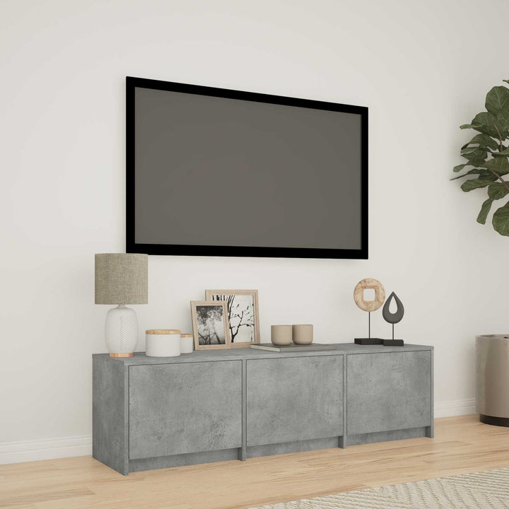 TV-bord med LED 140x34x40 cm BetonGrå Konstrueret træ