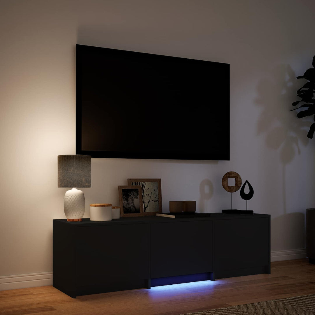 TV-bord med LED 140 x 34 x 40 cm Sort Konstrueret træ