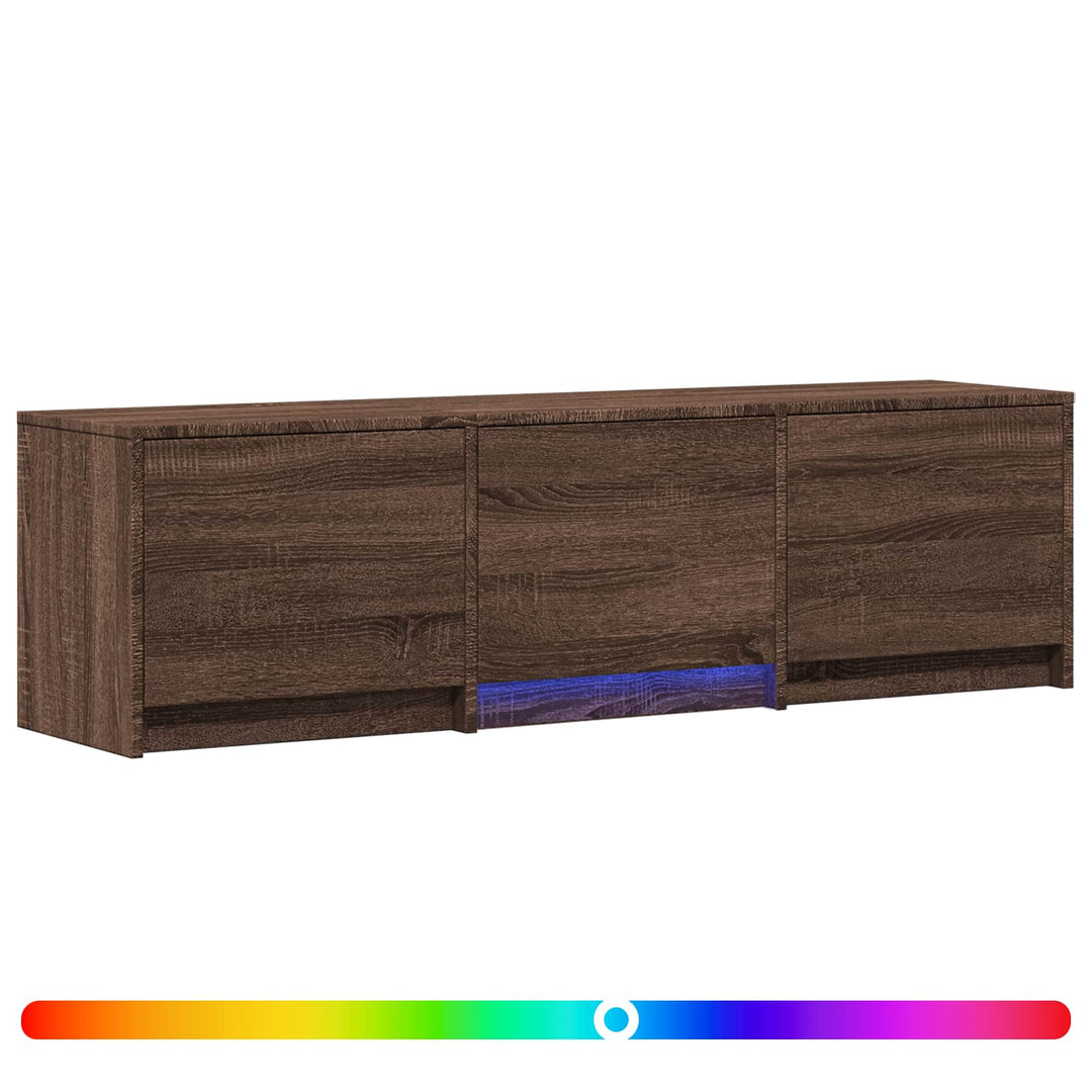 TV-bord med LED 140 x 34 x 40 cm Brun eg Konstrueret træ