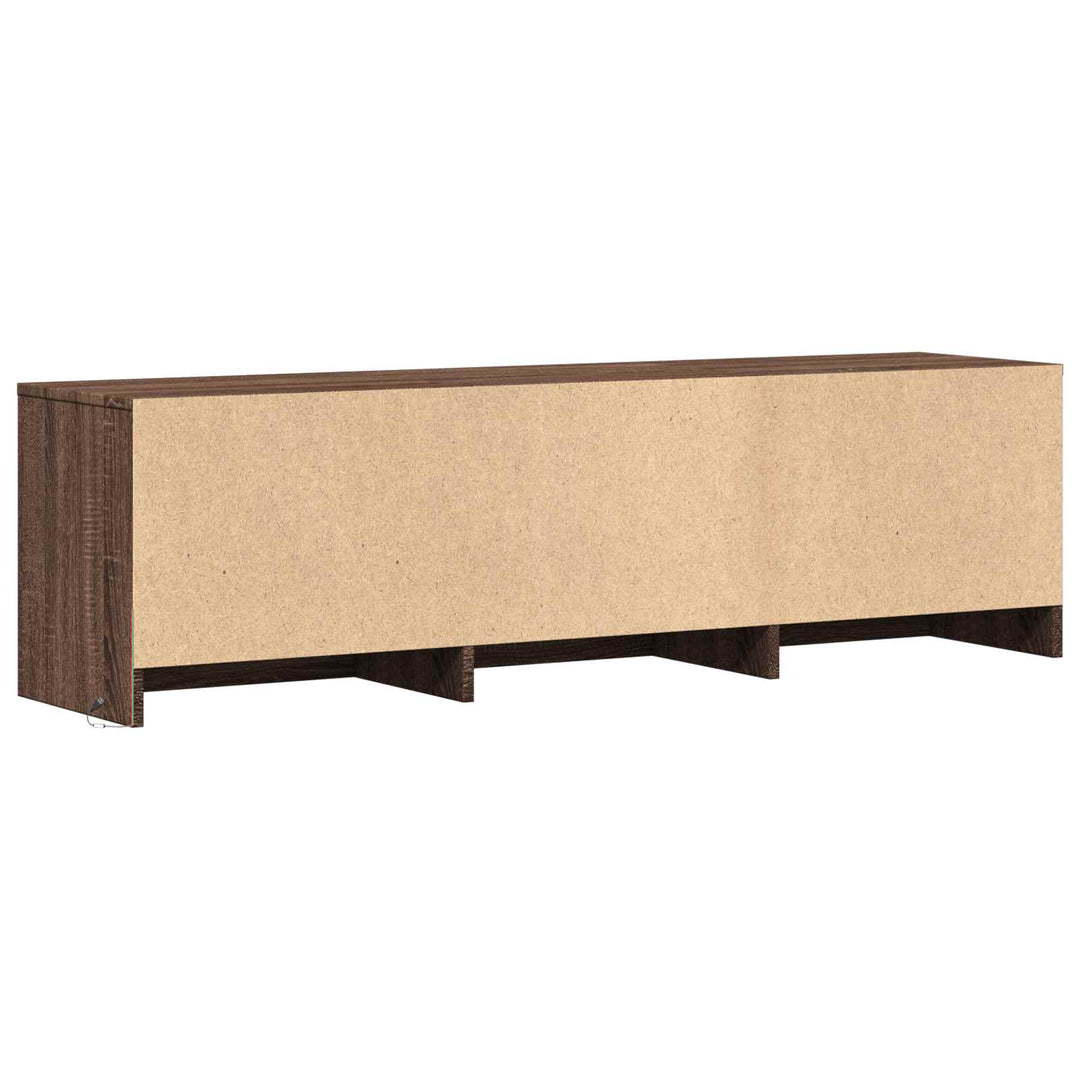 TV-bord med LED 140 x 34 x 40 cm Brun eg Konstrueret træ