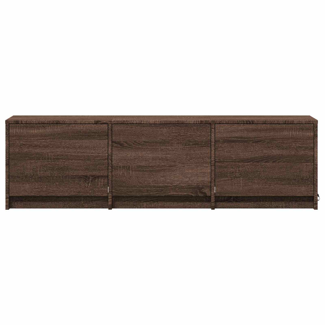 TV-bord med LED 140 x 34 x 40 cm Brun eg Konstrueret træ
