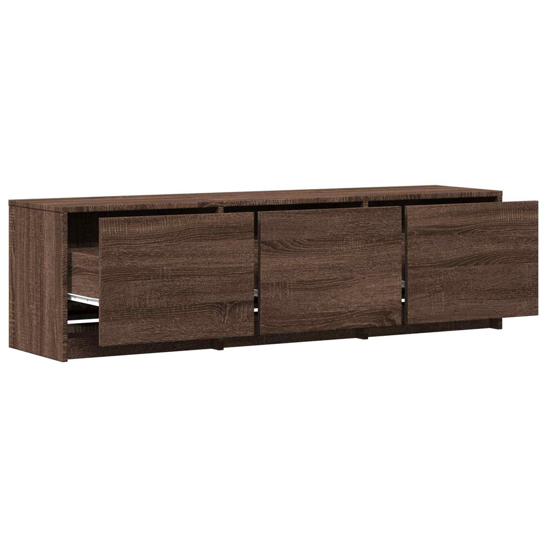 TV-bord med LED 140 x 34 x 40 cm Brun eg Konstrueret træ