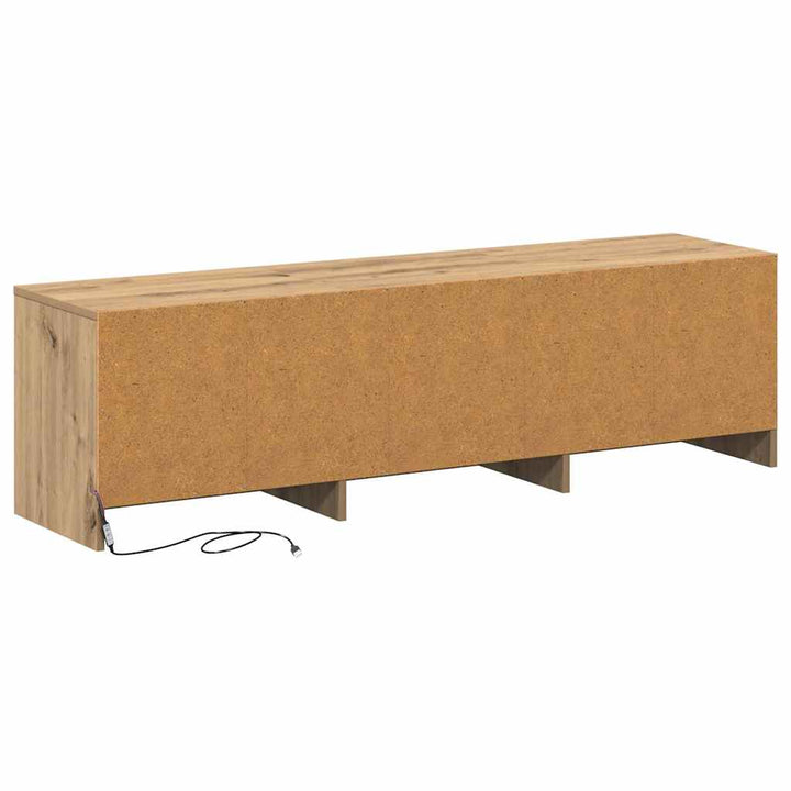 TV-bord med LED 140 x 34 x 40 cm Artisan eg Konstrueret træ