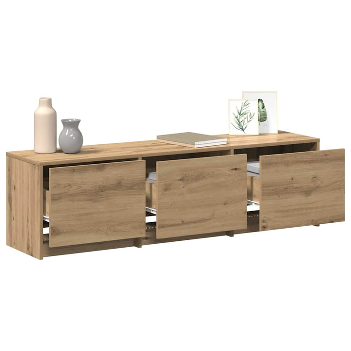 TV-bord med LED 140 x 34 x 40 cm Artisan eg Konstrueret træ