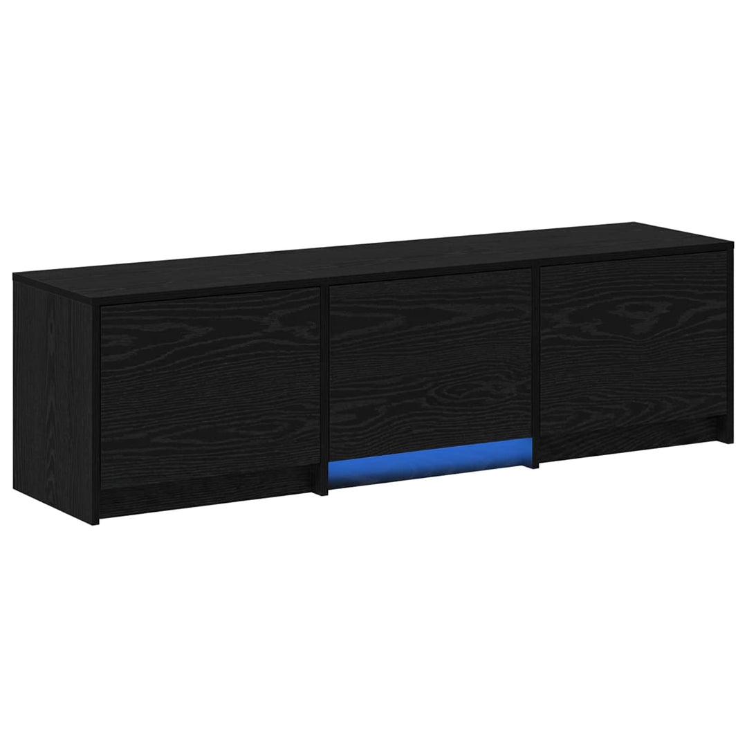 TV-bord med LED Sort Eg 140 x 34 x 40 cm Konstrueret træ