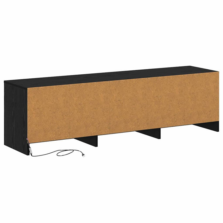 TV-bord med LED Sort Eg 140 x 34 x 40 cm Konstrueret træ
