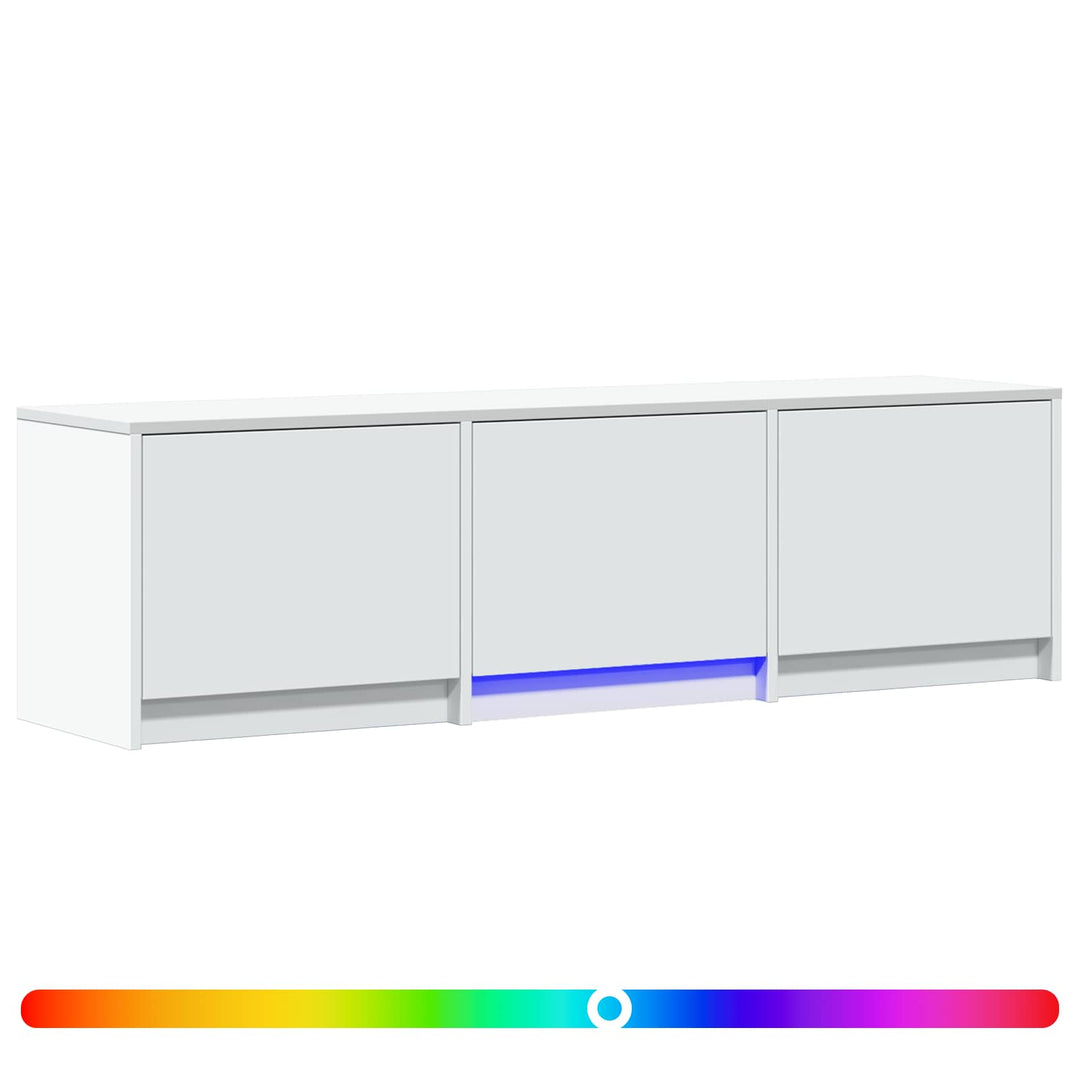 TV-bord med LED Hvid 140 x 34 x 40 cm Konstrueret træ