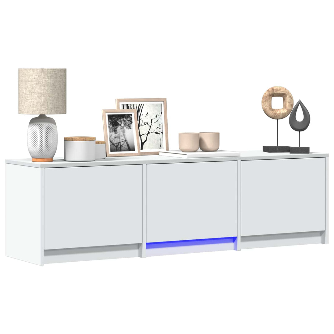TV-bord med LED Hvid 140 x 34 x 40 cm Konstrueret træ