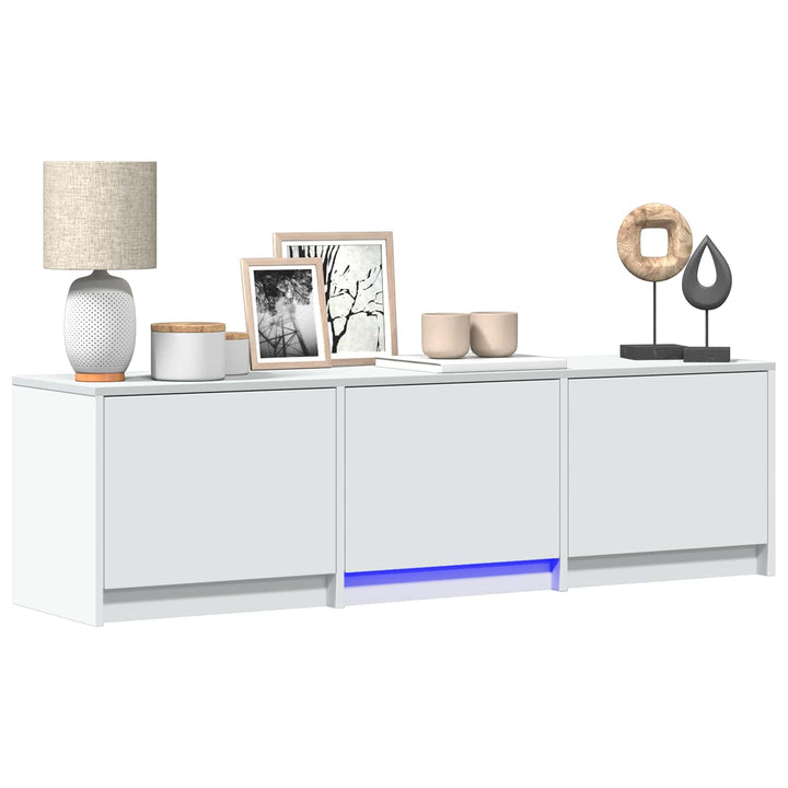 TV-bord med LED Hvid 140 x 34 x 40 cm Konstrueret træ
