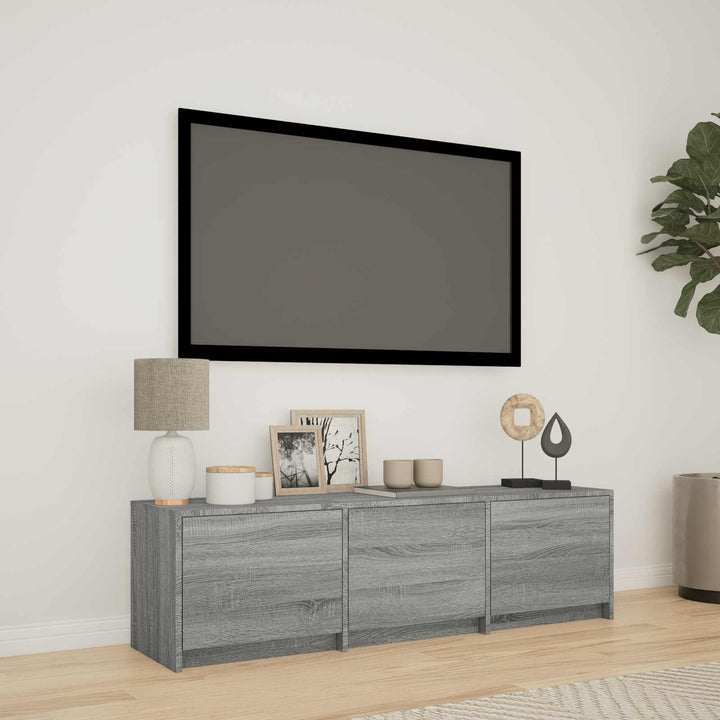 TV-bord med LED 140x34x40 cm Grå Sonoma Konstrueret træ