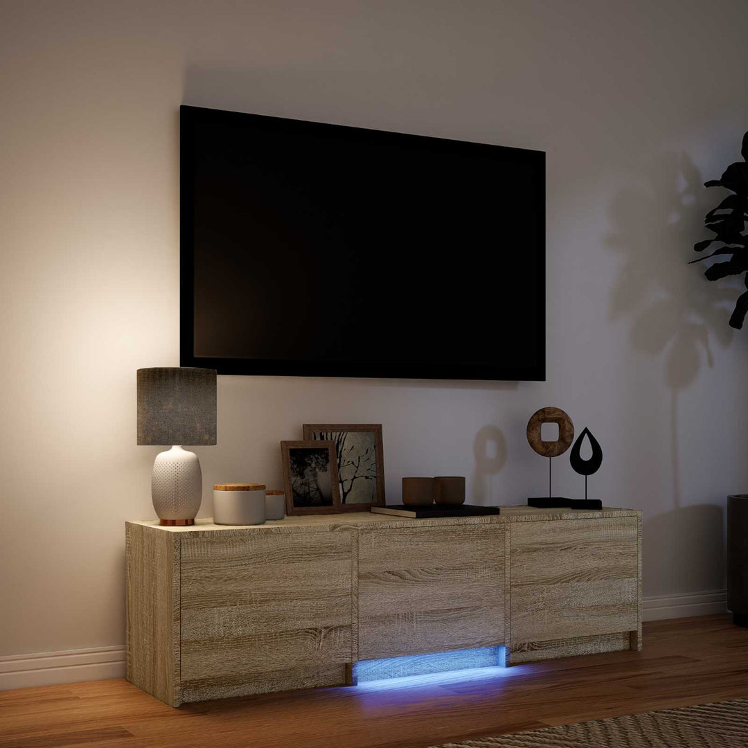 TV-bord med LED 140 x 34 x 40 cm Sonoma-eg Konstrueret træ