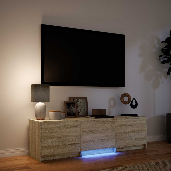 TV-bord med LED 140 x 34 x 40 cm Sonoma-eg Konstrueret træ