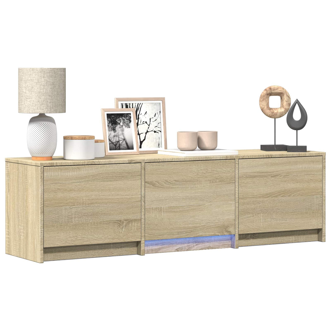 TV-bord med LED 140 x 34 x 40 cm Sonoma-eg Konstrueret træ