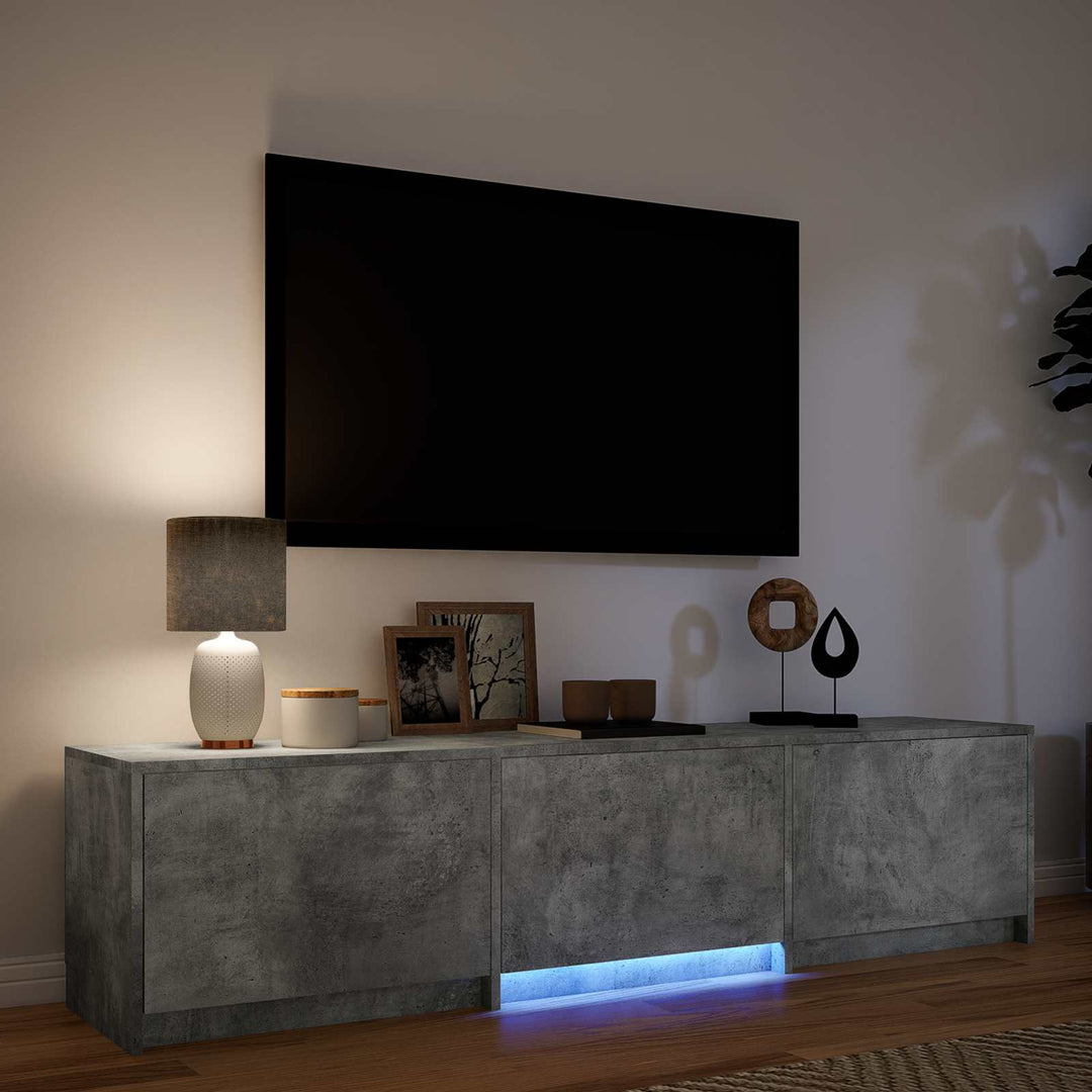 TV-bord med LED 165x34x40 cm BetonGrå Konstrueret træ