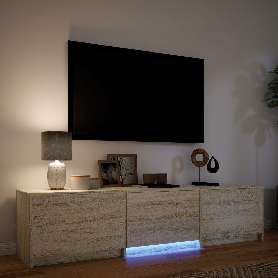 TV-bord med LED 165 x 34 x 40 cm Sonoma eg Konstrueret træ