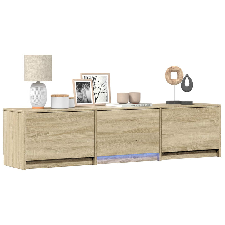 TV-bord med LED 165 x 34 x 40 cm Sonoma eg Konstrueret træ