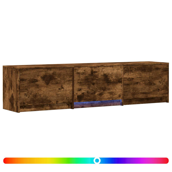 TV-bord med LED 165 x 34 x 40 cm Røget Eg Konstrueret træ