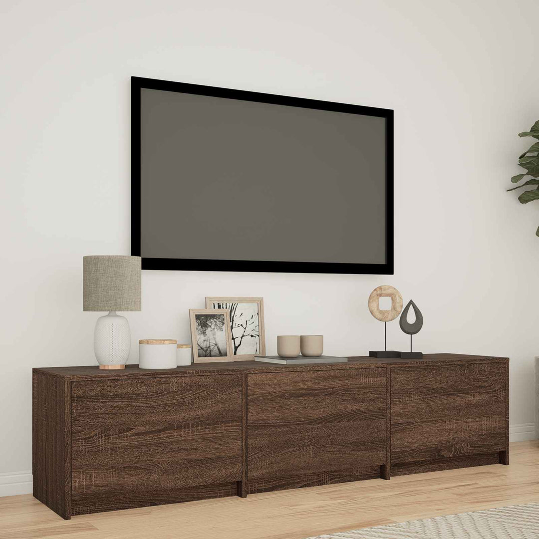 TV-bord med LED 165 x 34 x 40 cm Brun eg Konstrueret træ