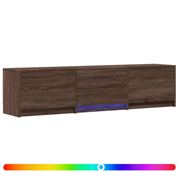 TV-bord med LED 165 x 34 x 40 cm Brun eg Konstrueret træ