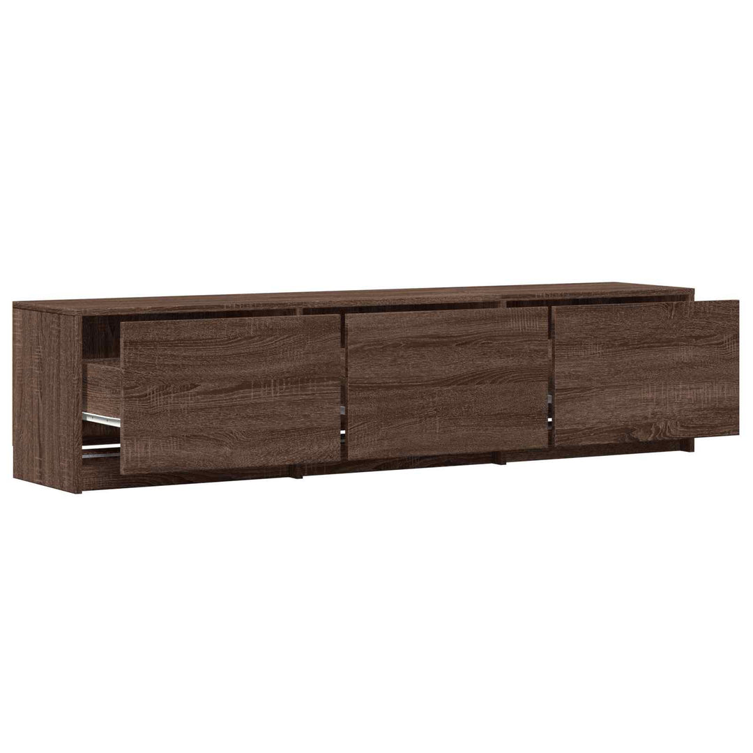TV-bord med LED 165 x 34 x 40 cm Brun eg Konstrueret træ