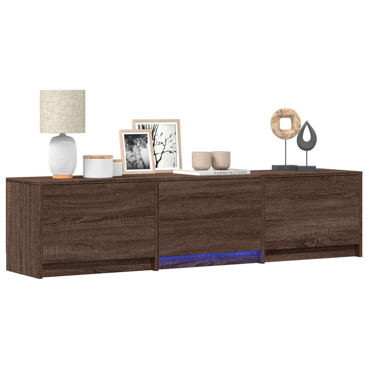 TV-bord med LED 165 x 34 x 40 cm Brun eg Konstrueret træ