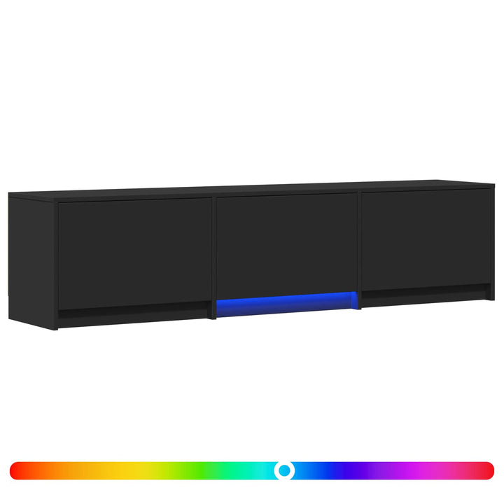 TV-bord med LED 165 x 34 x 40 cm Sort Konstrueret træ