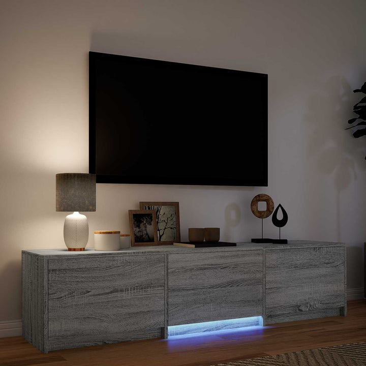 TV-bord med LED 165x34x40 cm Grå Sonoma Konstrueret træ