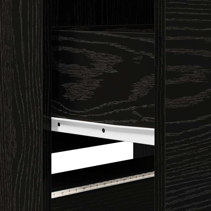TV-bord med LED Sort Eg 165 x 34 x 40 cm Konstrueret træ