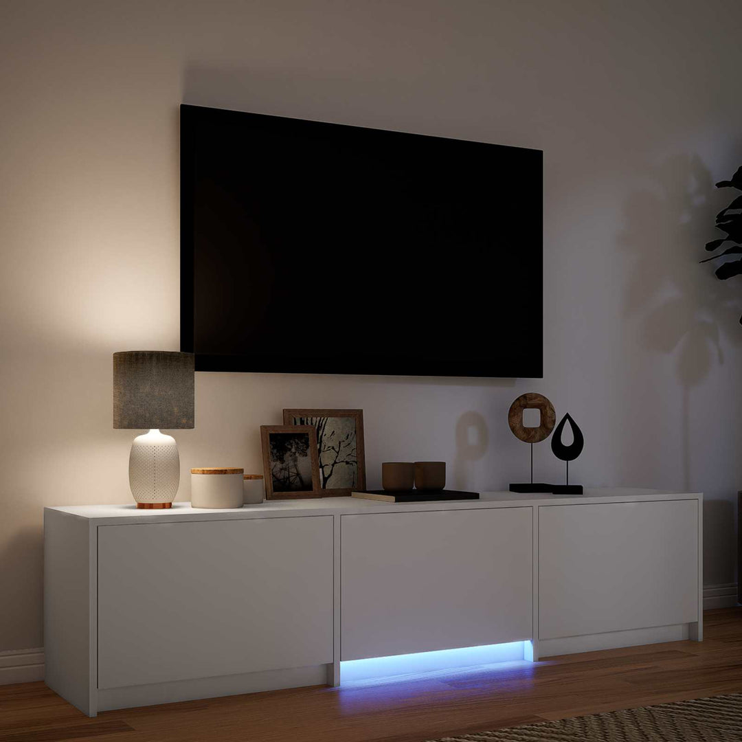 TV-bord med LED 165 x 34 x 40 cm Hvid Konstrueret træ