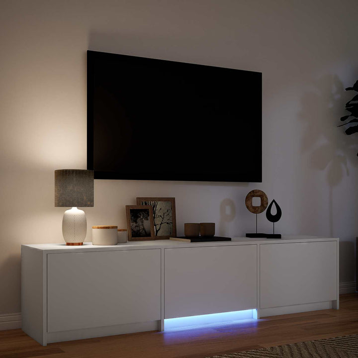 TV-bord med LED 165 x 34 x 40 cm Hvid Konstrueret træ